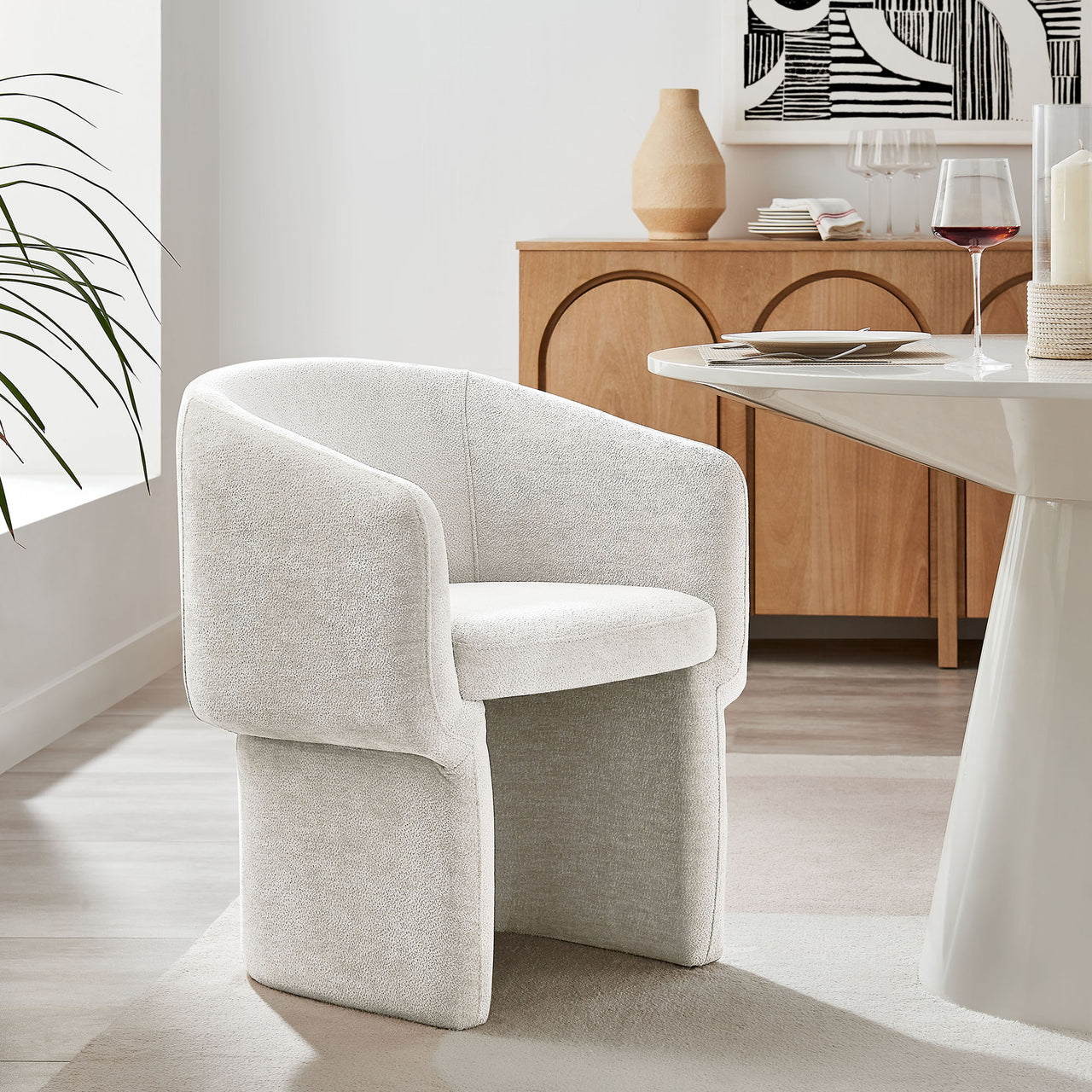 Satisfy Chenille Dining Chair, Ivory