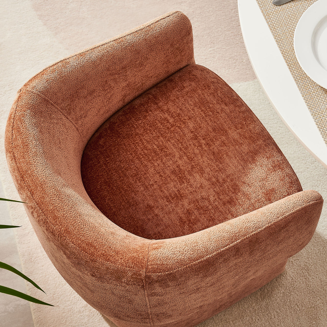 Satisfy Chenille Dining Chair, Terracotta