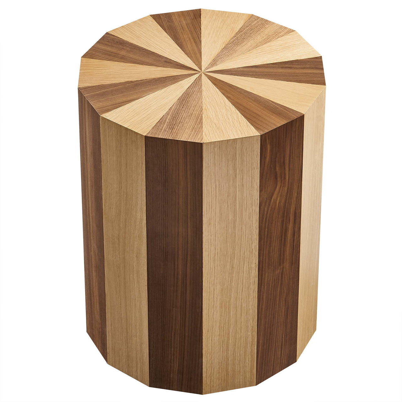Melvara Side Table, Cream & Walnut