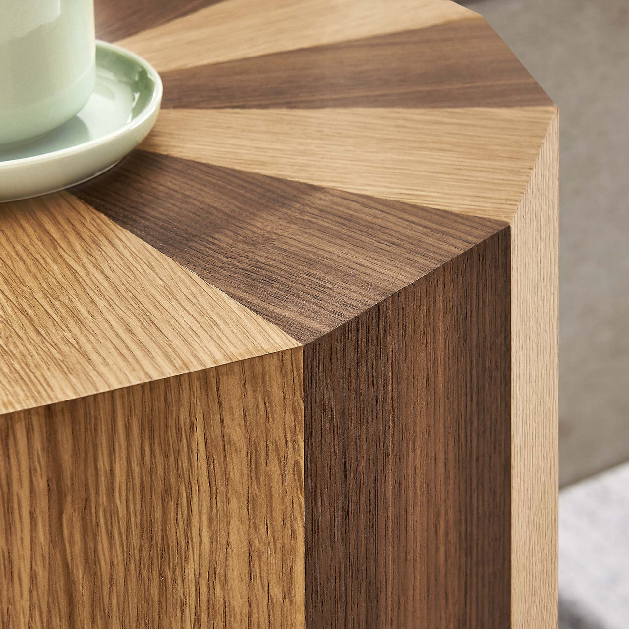 Melvara Side Table, Cream & Walnut