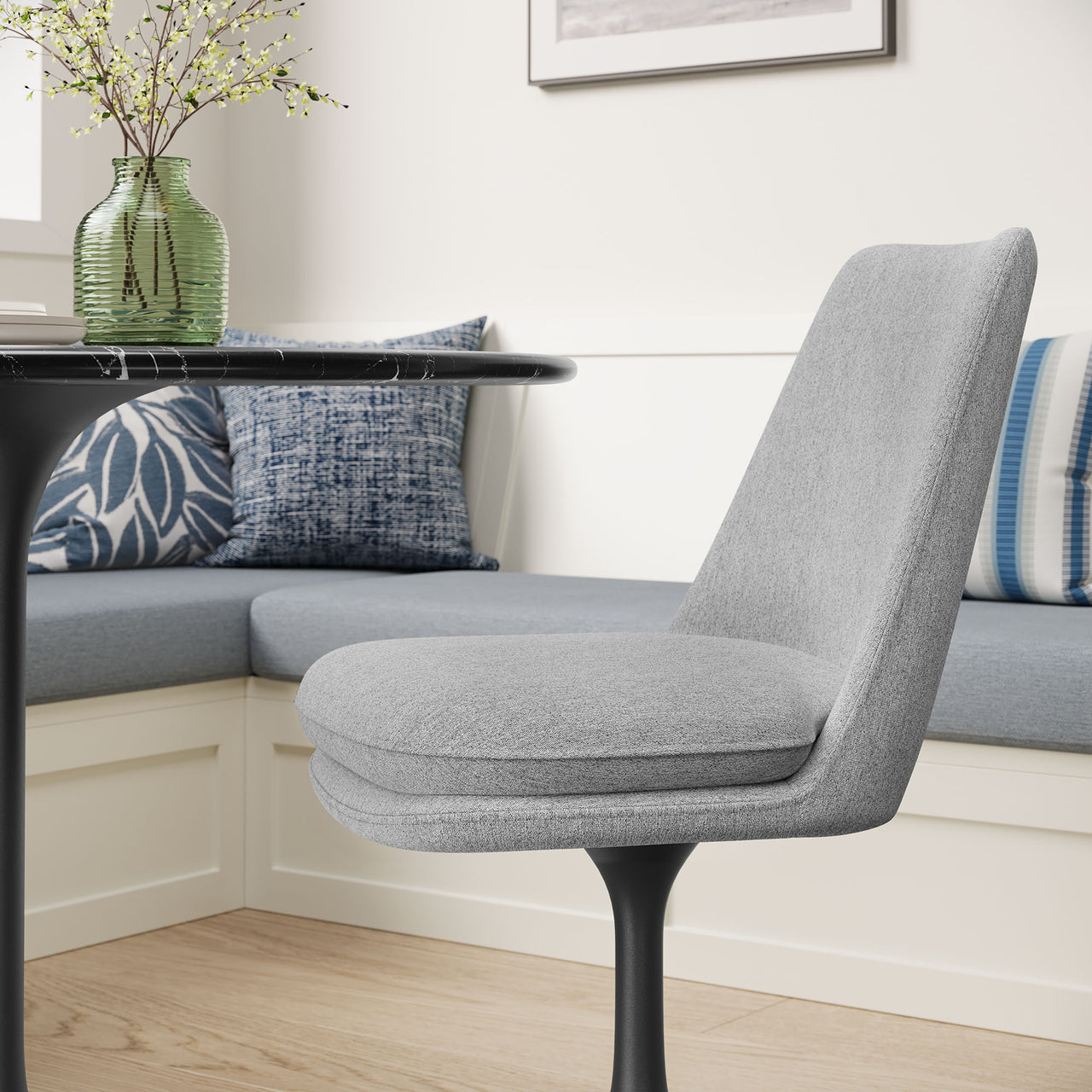 Ensemble Swivel Upholstered Side Chair, Black & Light Gray