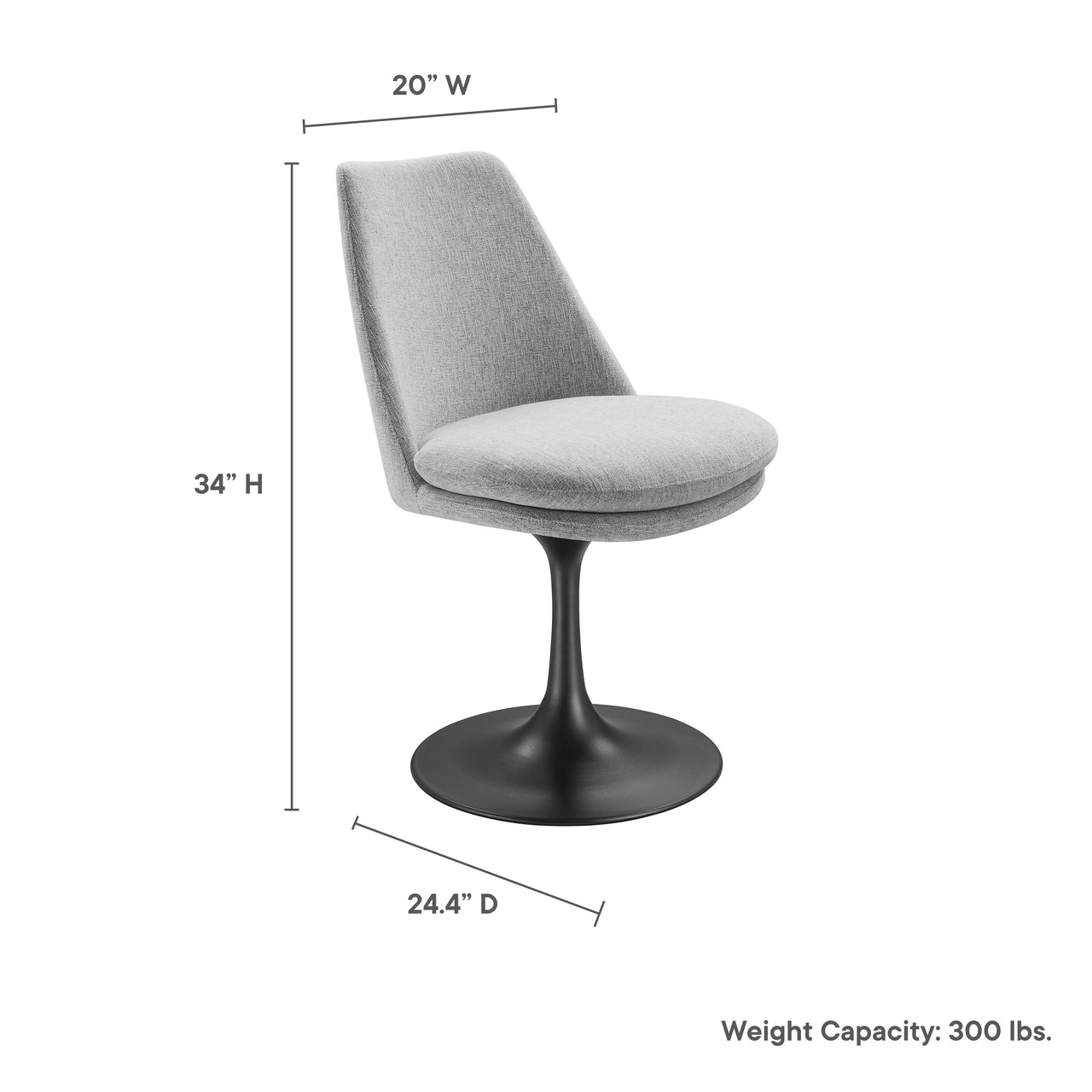Ensemble Swivel Upholstered Side Chair, Black & Light Gray