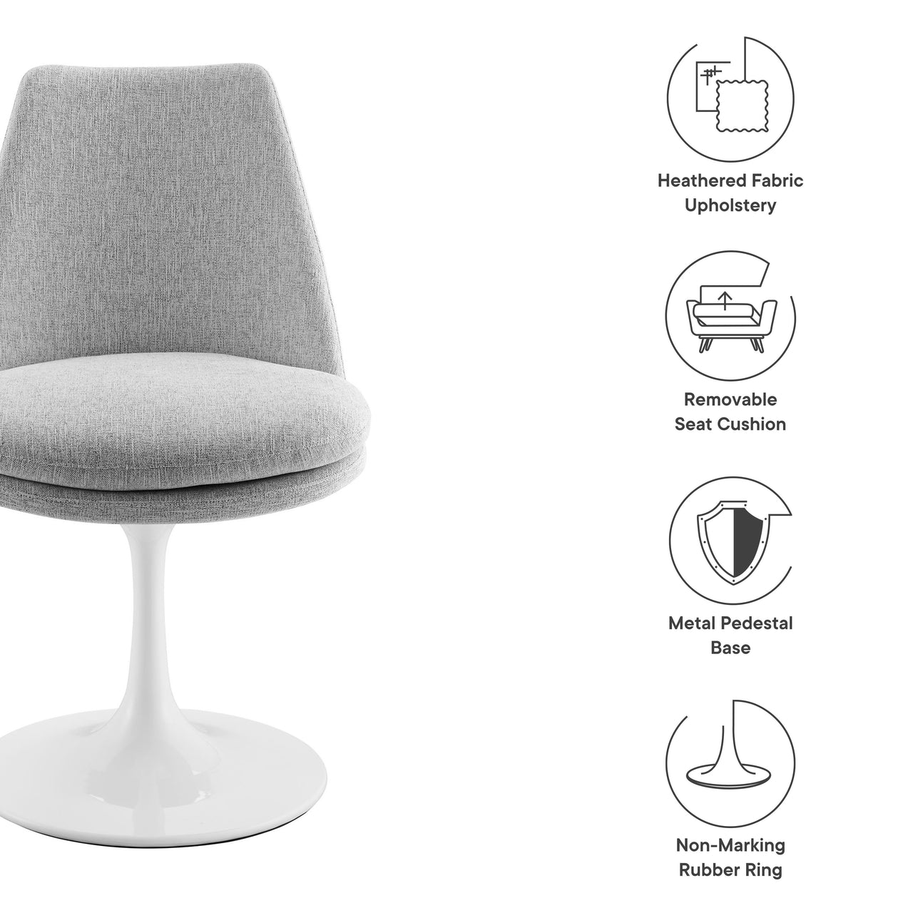 Ensemble Swivel Upholstered Side Chair, White & Light Gray