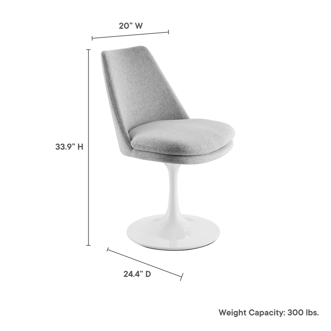 Ensemble Swivel Upholstered Side Chair, White & Light Gray