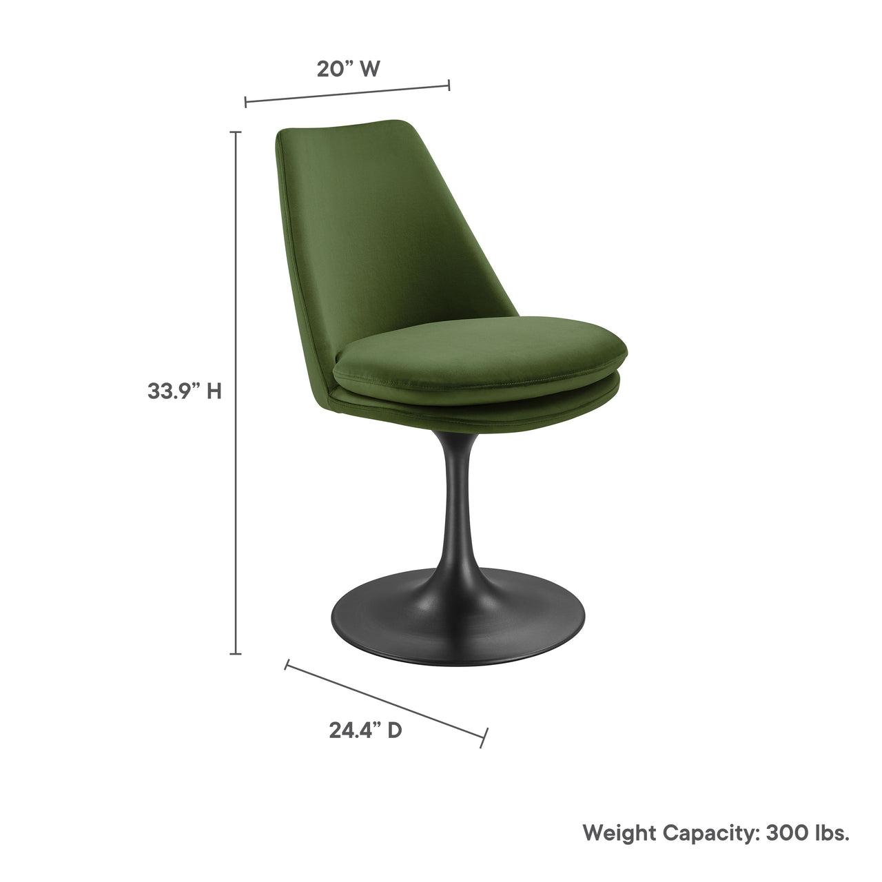 Ensemble Swivel Velvet Side Chair, Black & Basil
