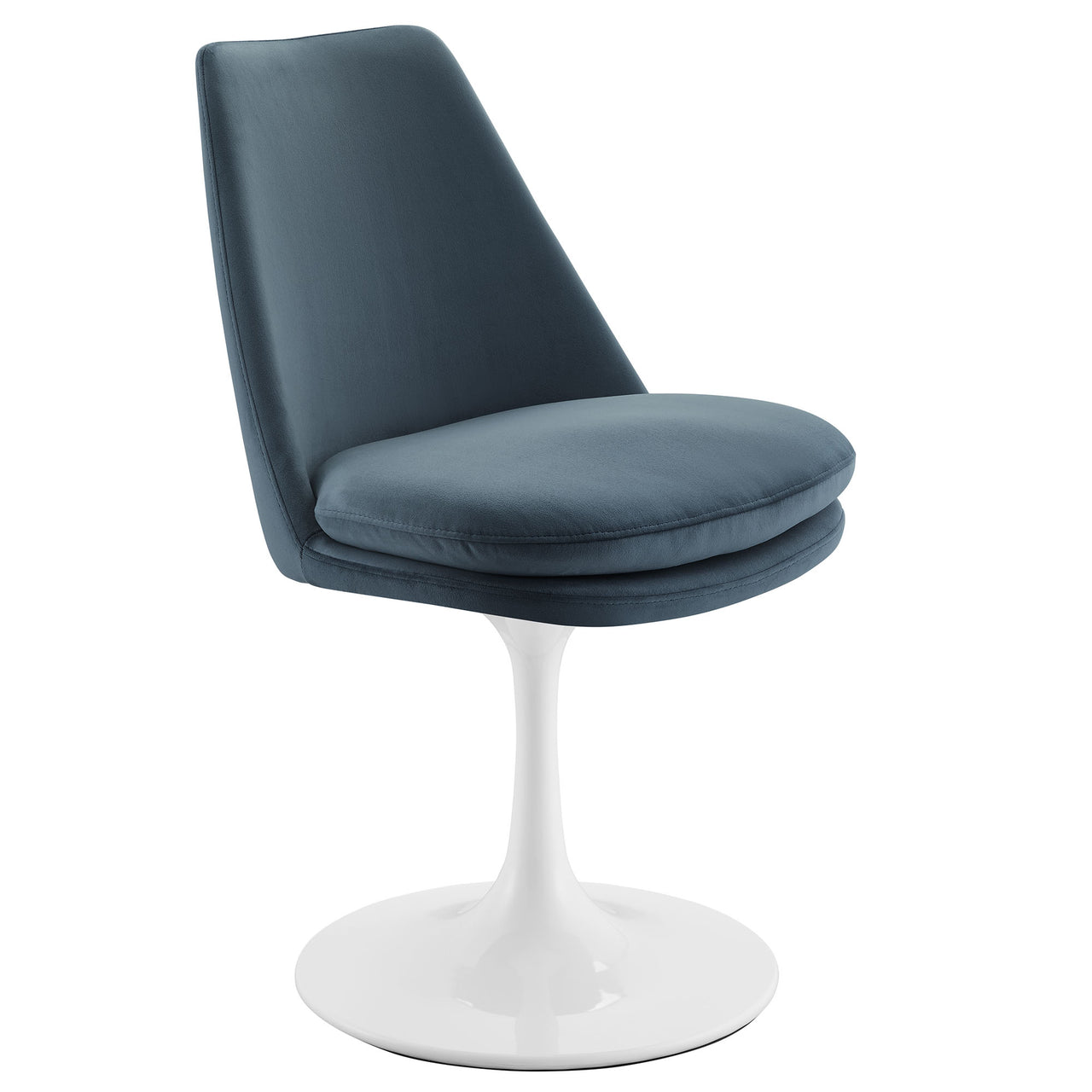 Ensemble Swivel Velvet Side Chair, White & Slate