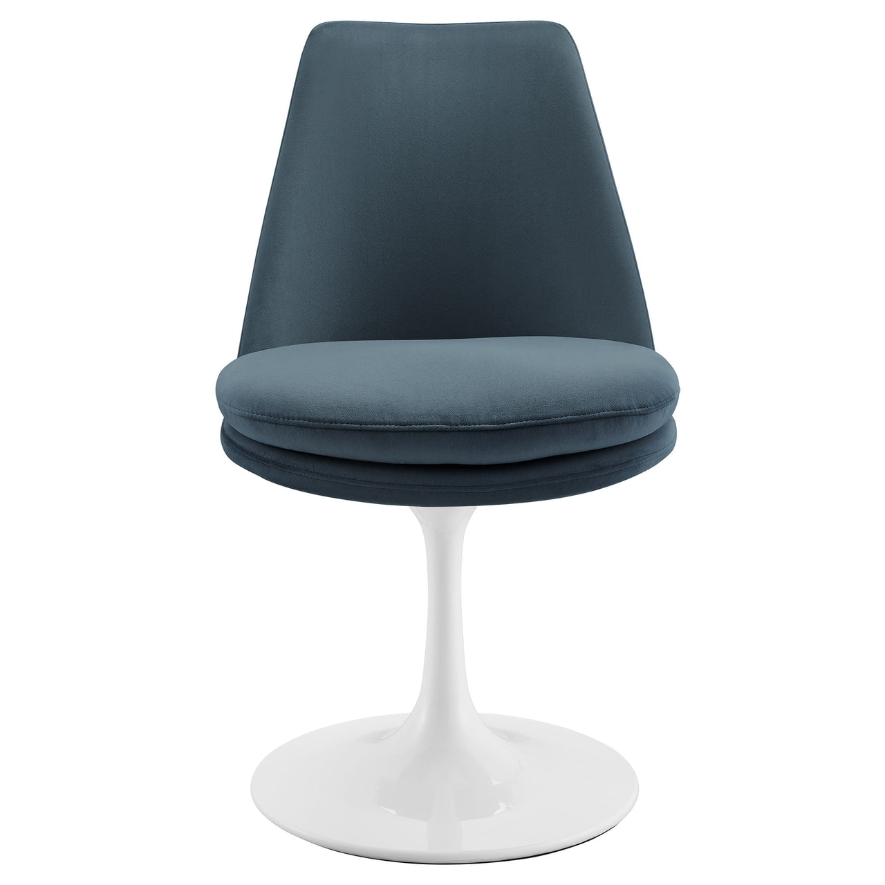 Ensemble Swivel Velvet Side Chair, White & Slate