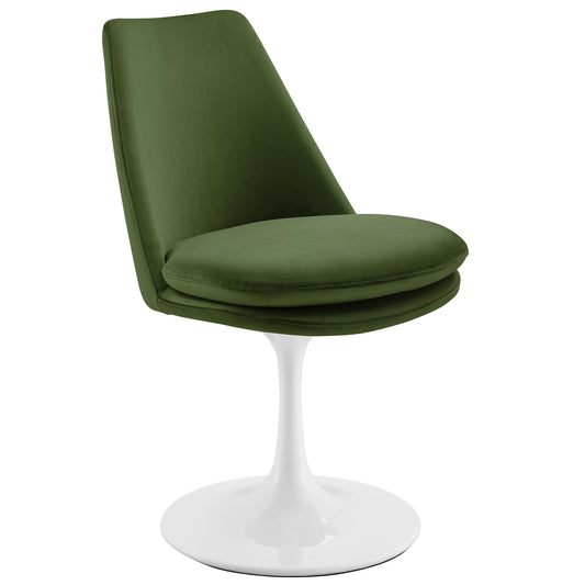 Ensemble Swivel Velvet Side Chair, White & Basil