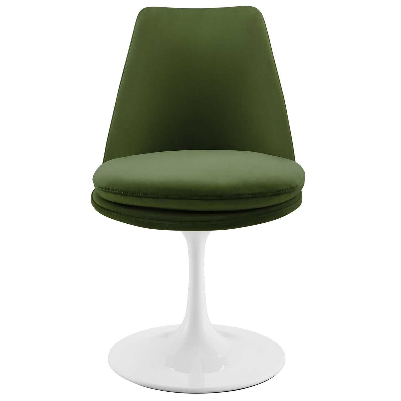 Ensemble Swivel Velvet Side Chair, White & Basil