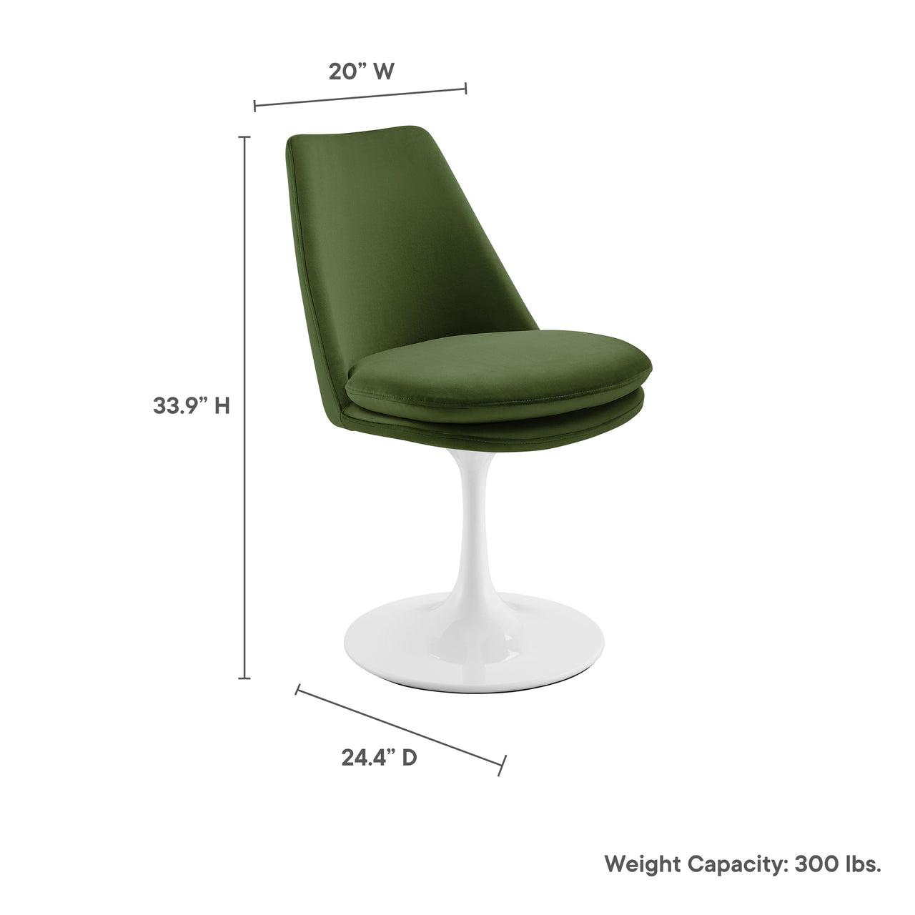 Ensemble Swivel Velvet Side Chair, White & Basil