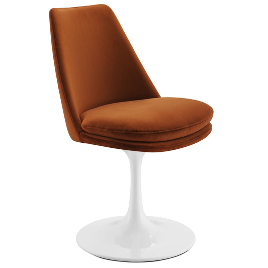 Ensemble Swivel Velvet Side Chair, White & Terracotta