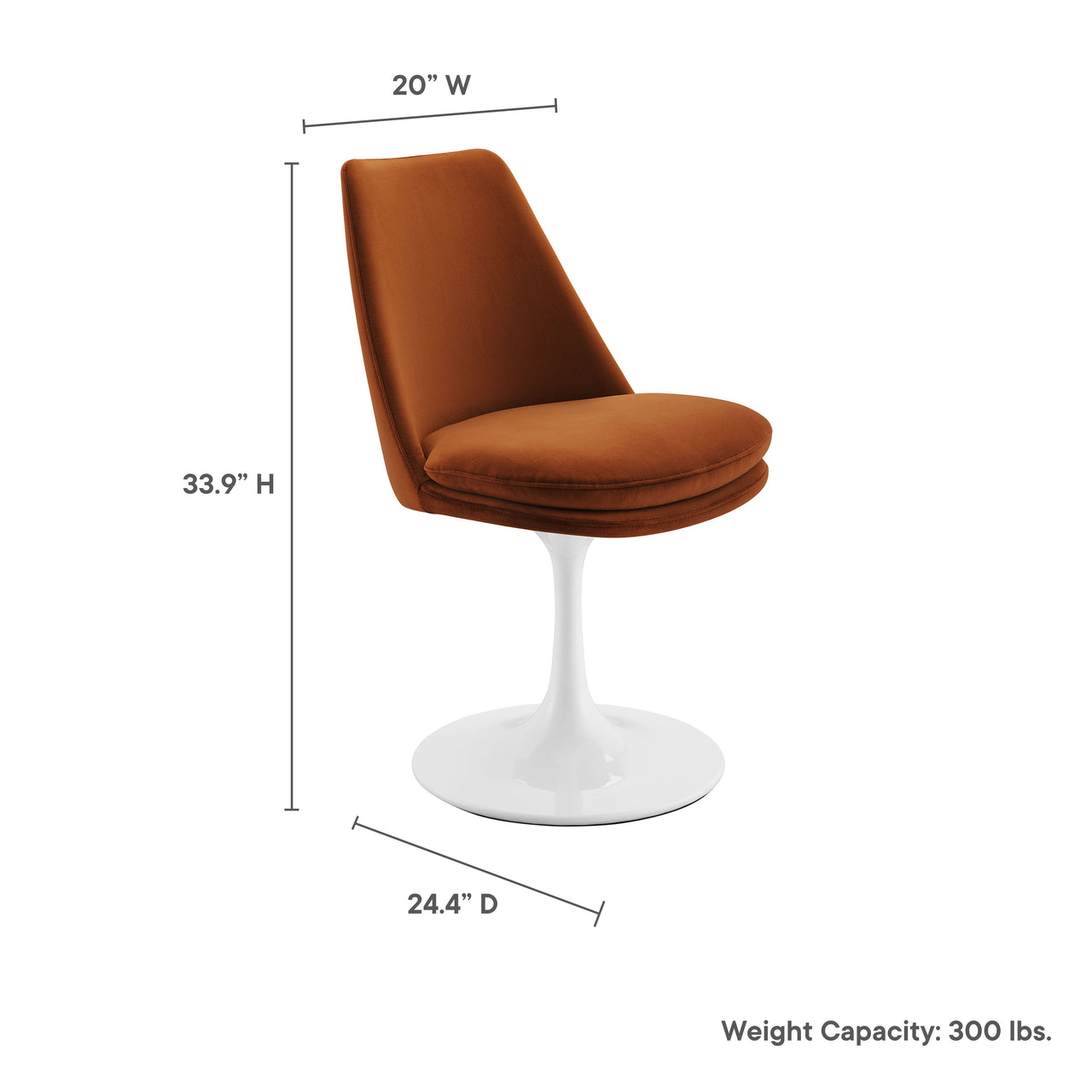 Ensemble Swivel Velvet Side Chair, White & Terracotta