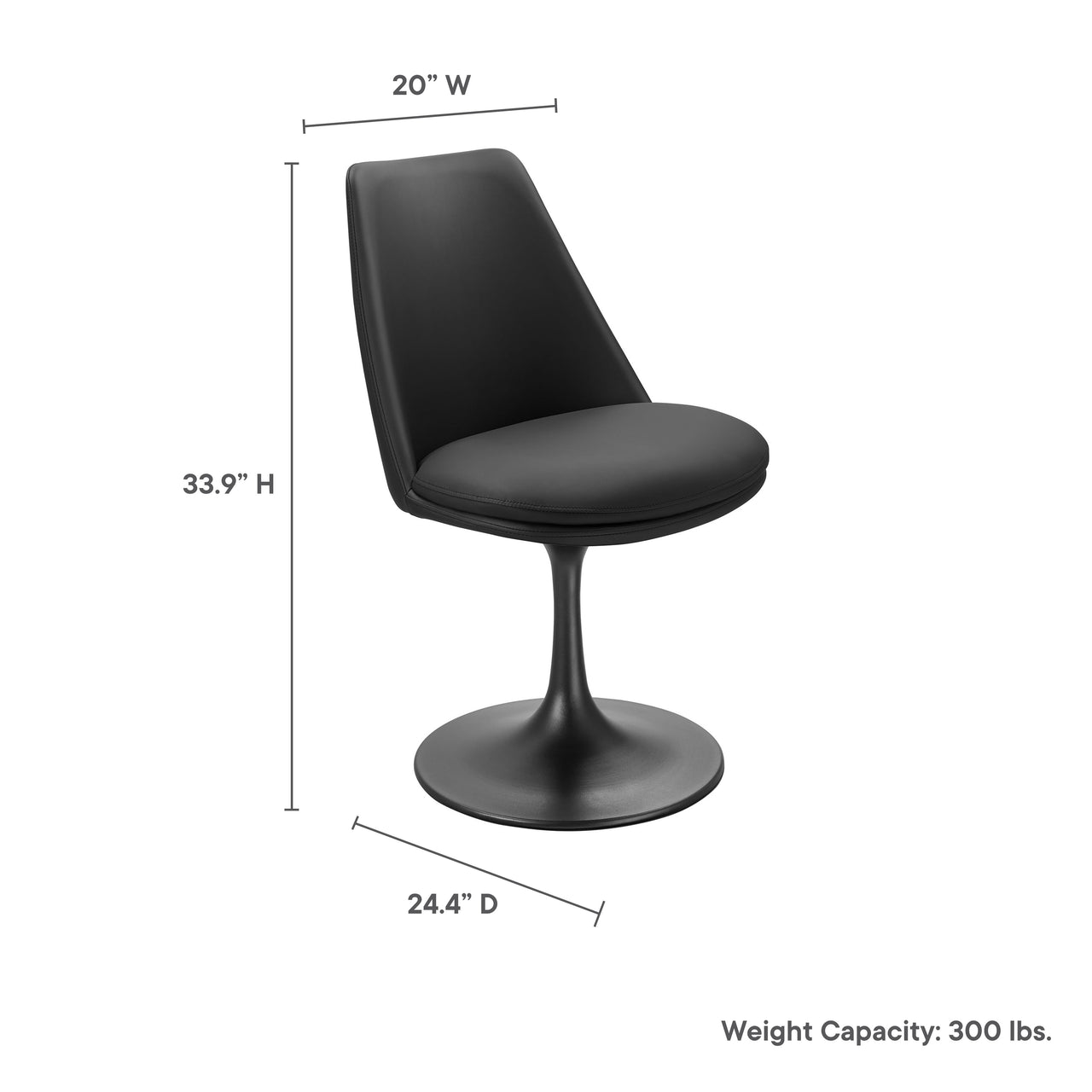 Ensemble Swivel Eco-Leather Side Chair, Black