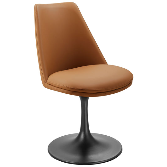 Ensemble Swivel Eco-Leather Side Chair, Black & Tan