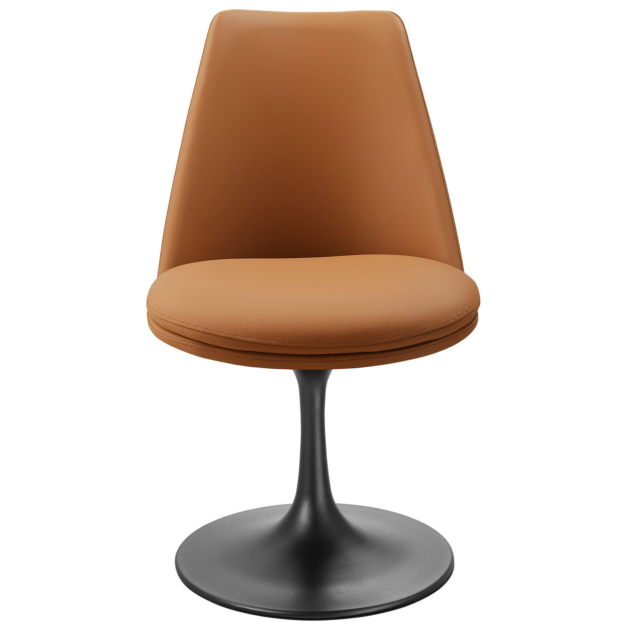 Ensemble Swivel Eco-Leather Side Chair, Black & Tan