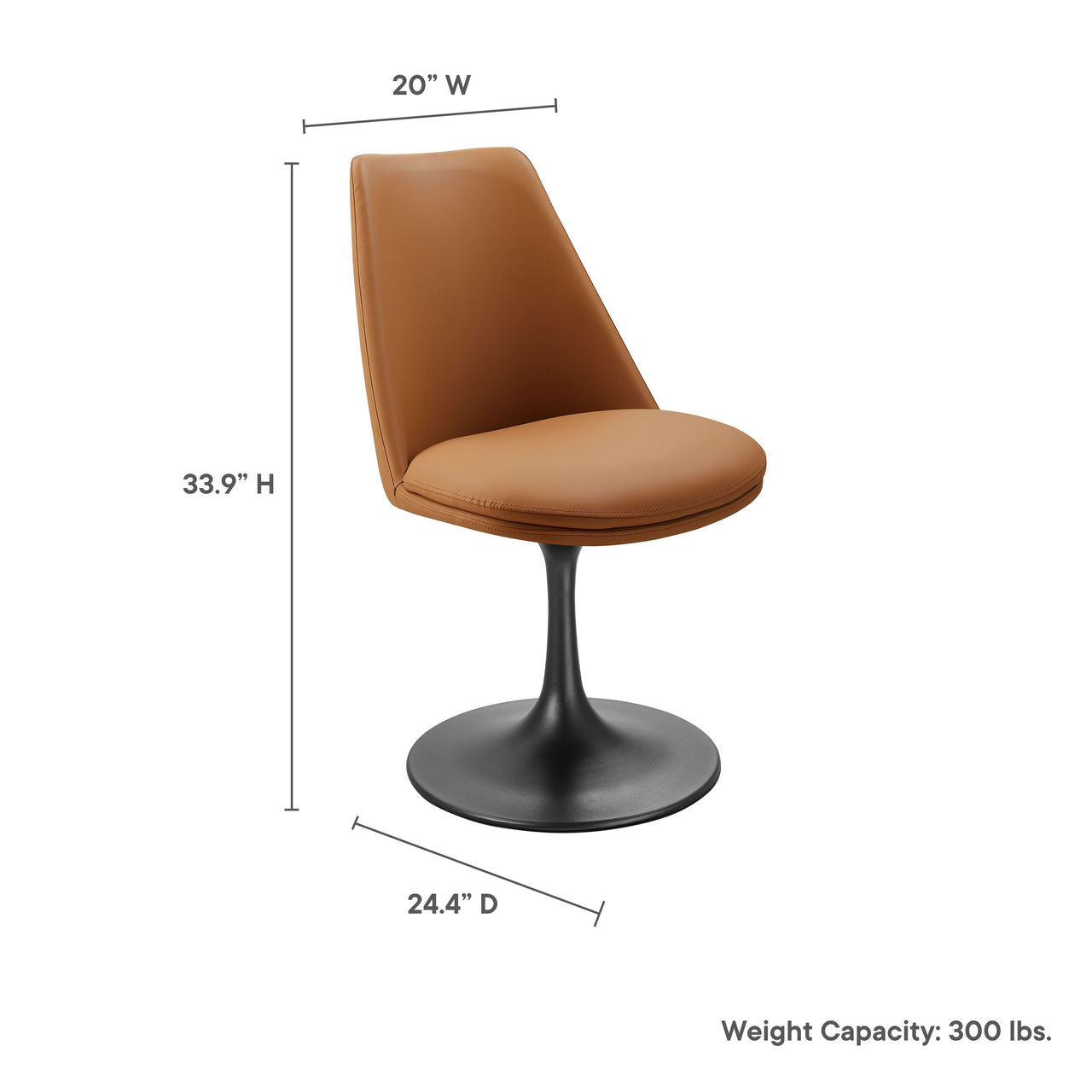Ensemble Swivel Eco-Leather Side Chair, Black & Tan