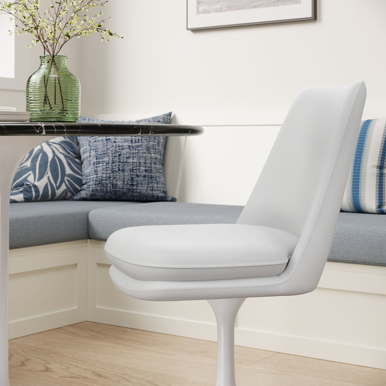 Ensemble Swivel Eco-Leather Side Chair, White