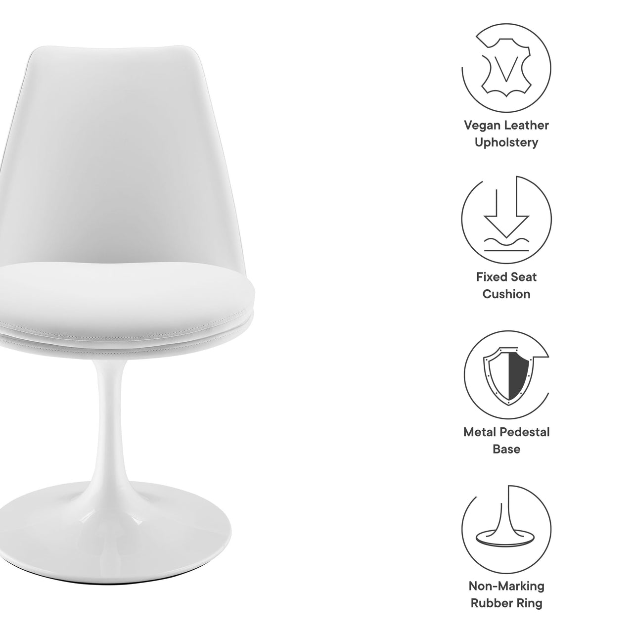 Ensemble Swivel Eco-Leather Side Chair, White