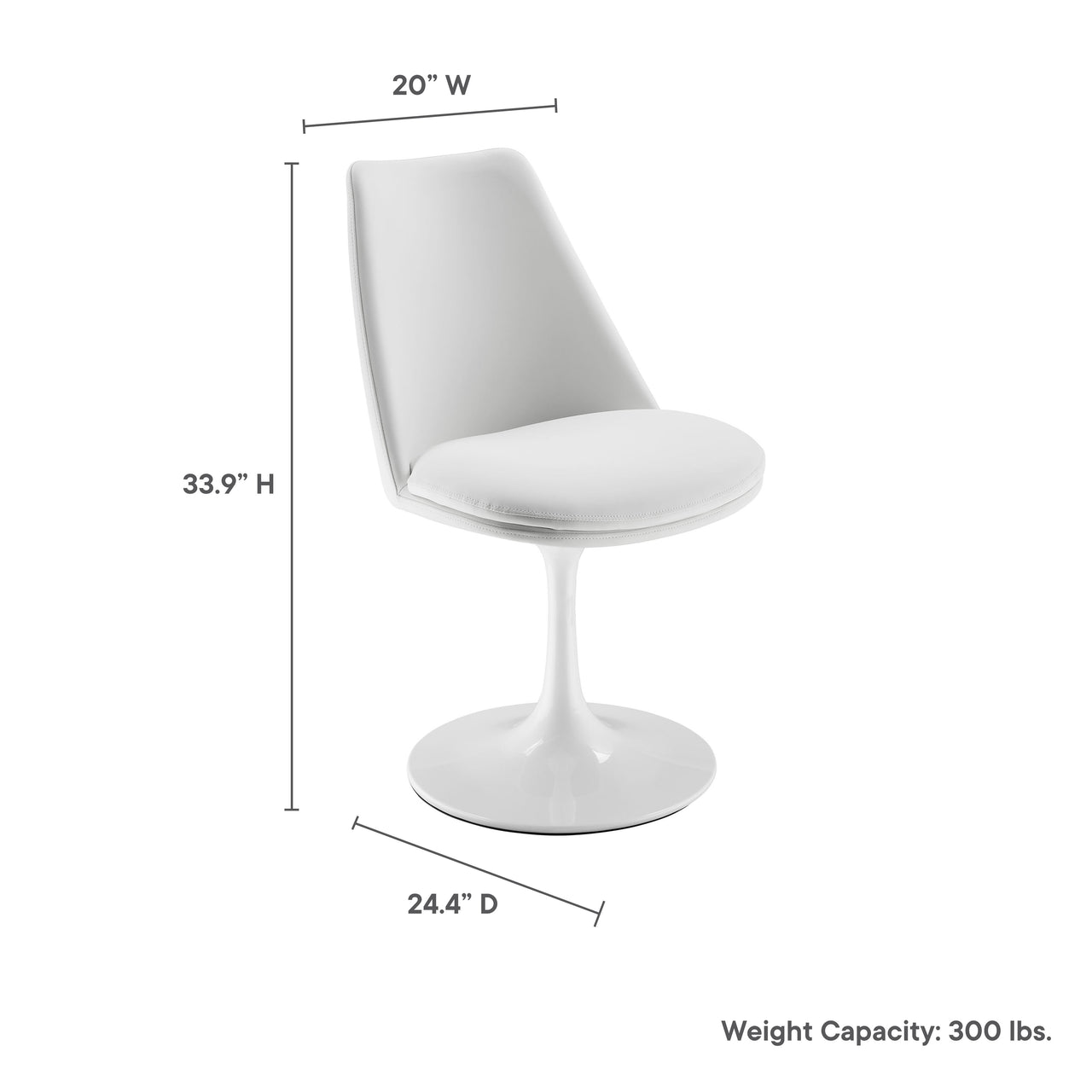 Ensemble Swivel Eco-Leather Side Chair, White