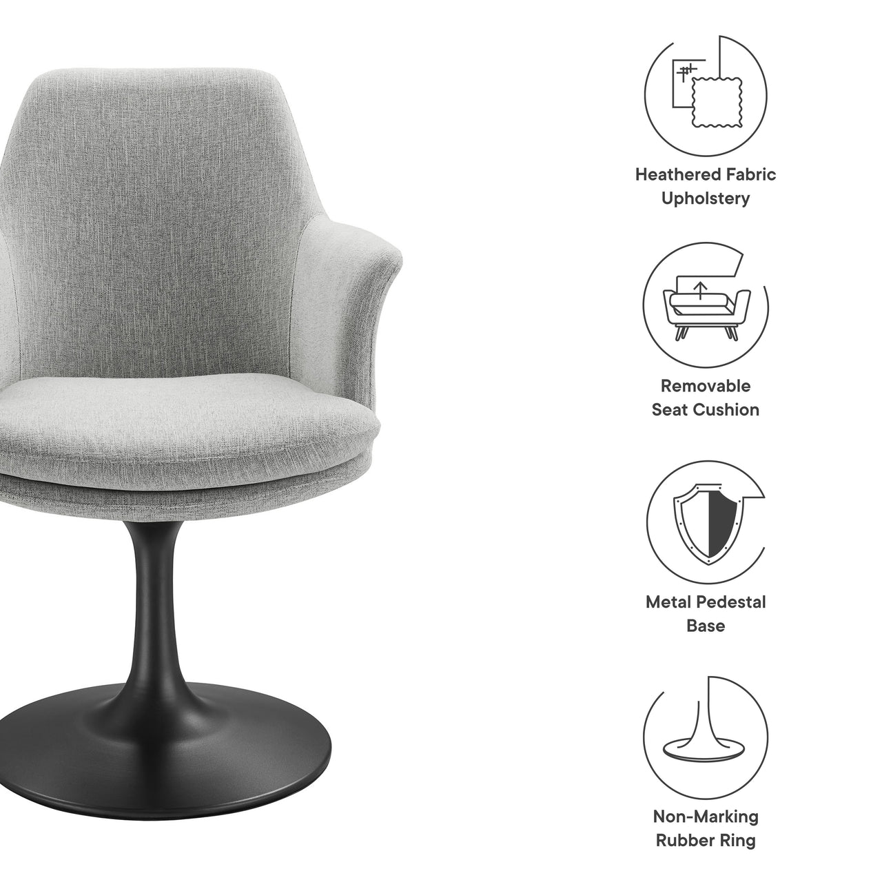 Ensemble Swivel Upholstered Armchair, Black & Light Gray