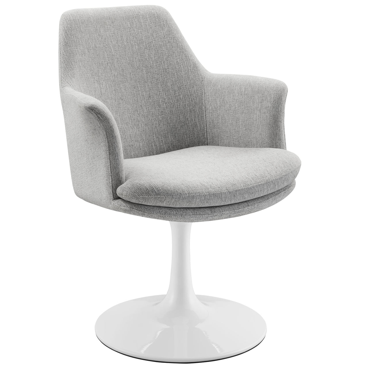 Ensemble Swivel Upholstered Armchair, White & Light Gray