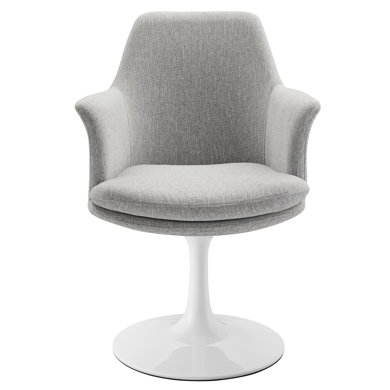 Ensemble Swivel Upholstered Armchair, White & Light Gray