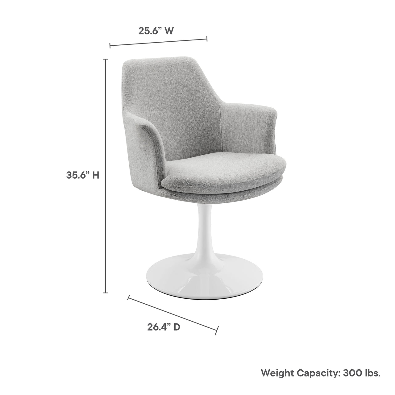 Ensemble Swivel Upholstered Armchair, White & Light Gray
