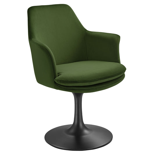 Ensemble Swivel Velvet Armchair, Black & Basil