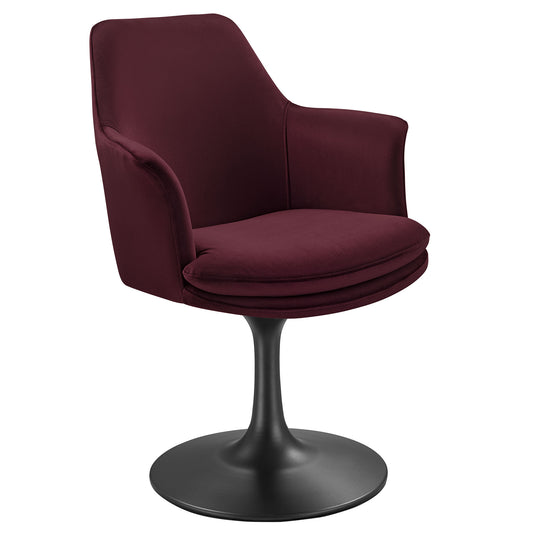 Ensemble Swivel Velvet Armchair, Black & Wine