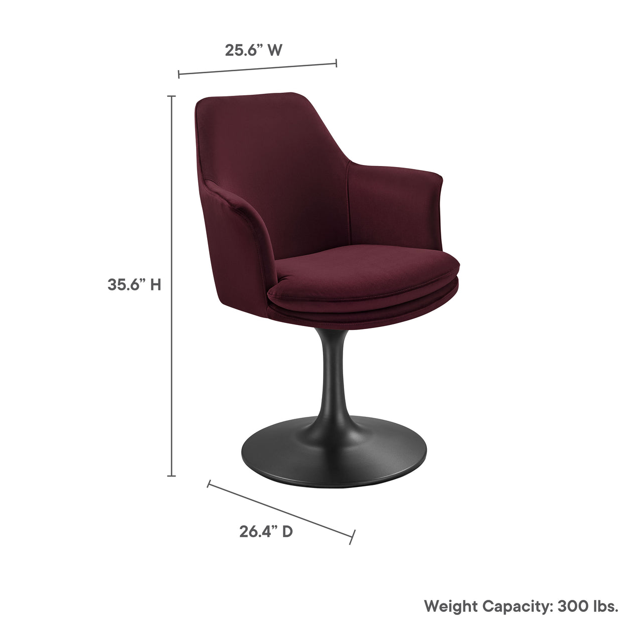 Ensemble Swivel Velvet Armchair, Black & Wine