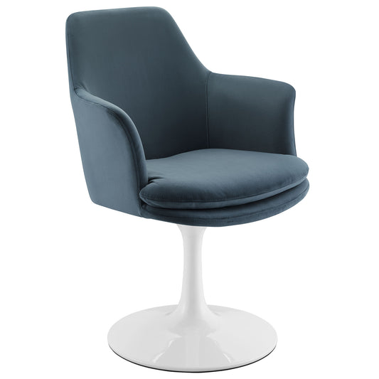 Ensemble Swivel Velvet Armchair, White & Slate