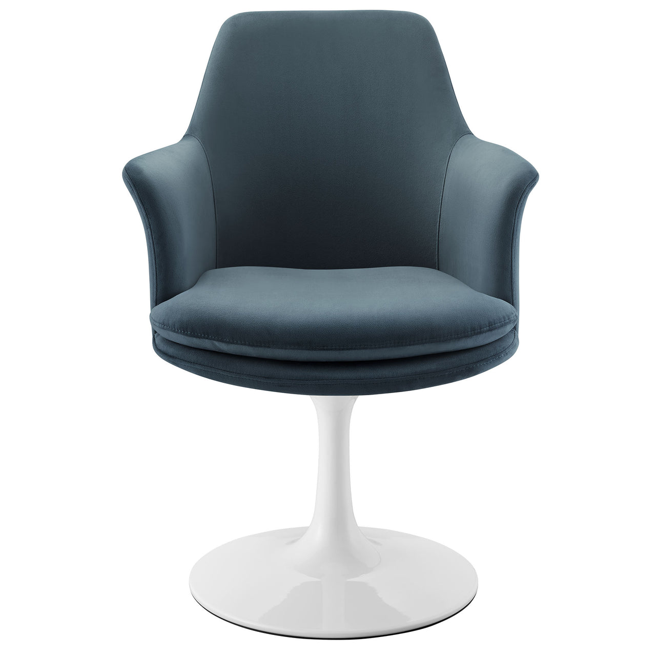 Ensemble Swivel Velvet Armchair, White & Slate
