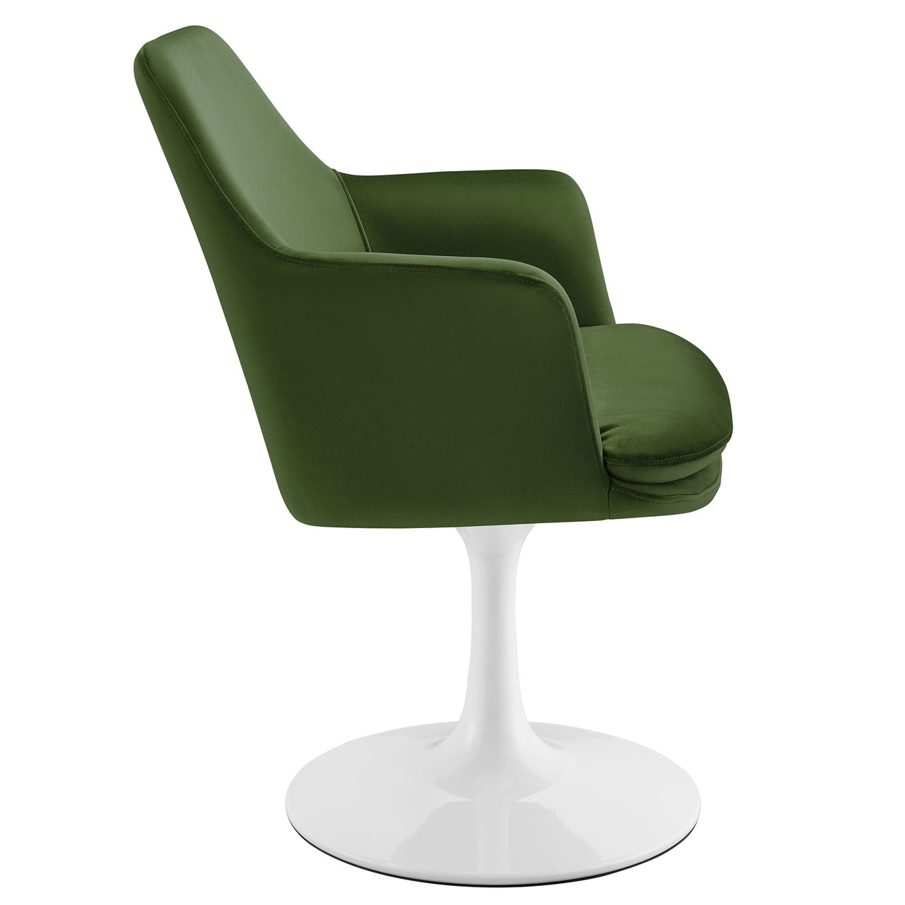 Ensemble Swivel Velvet Armchair, White & Basil