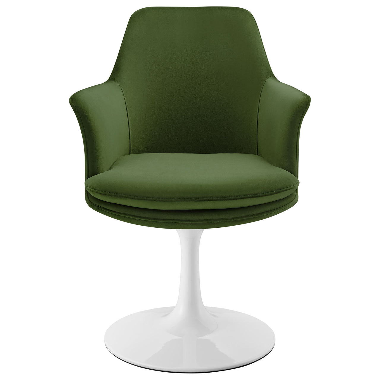 Ensemble Swivel Velvet Armchair, White & Basil