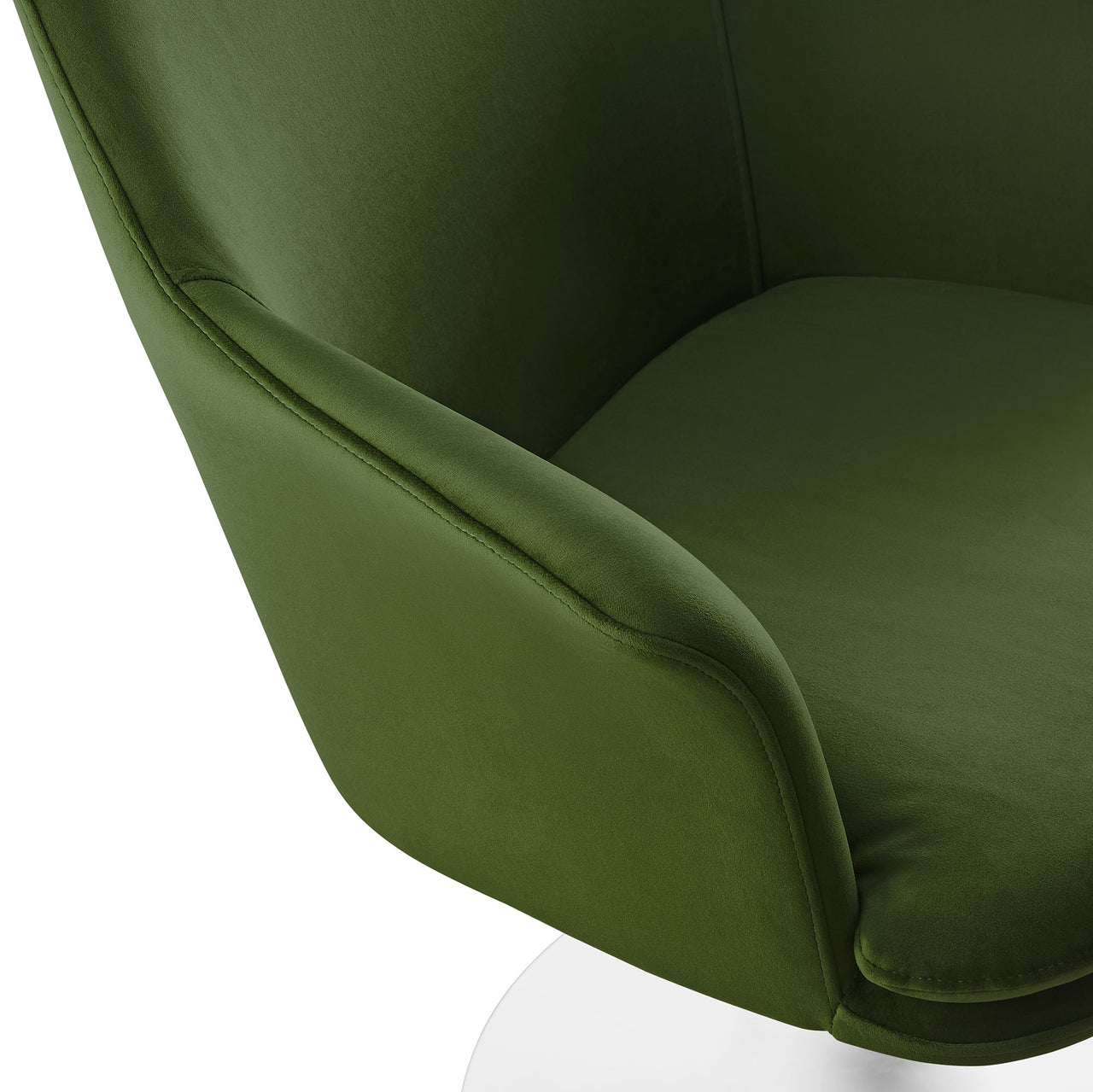 Ensemble Swivel Velvet Armchair, White & Basil