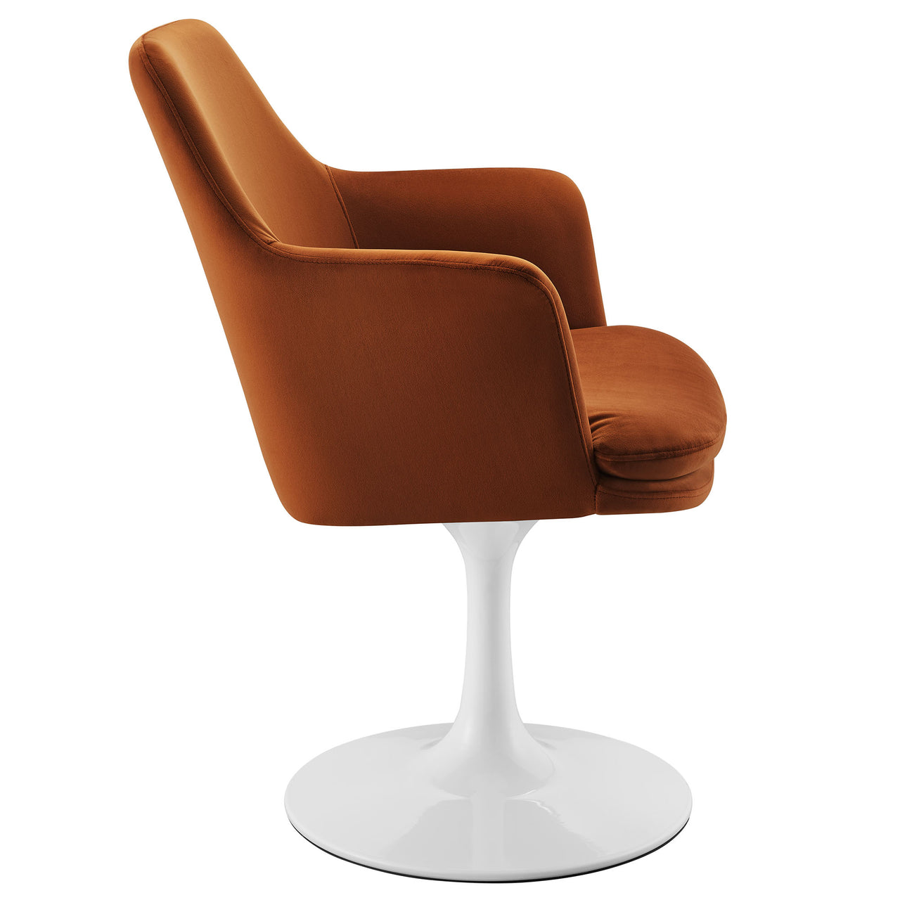 Ensemble Swivel Velvet Armchair, White & Terracotta