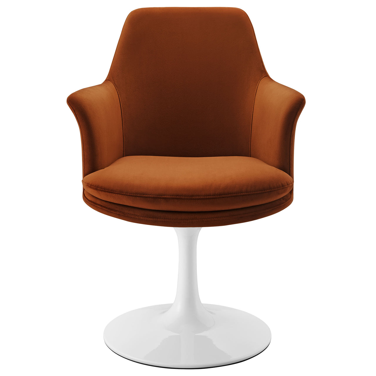Ensemble Swivel Velvet Armchair, White & Terracotta