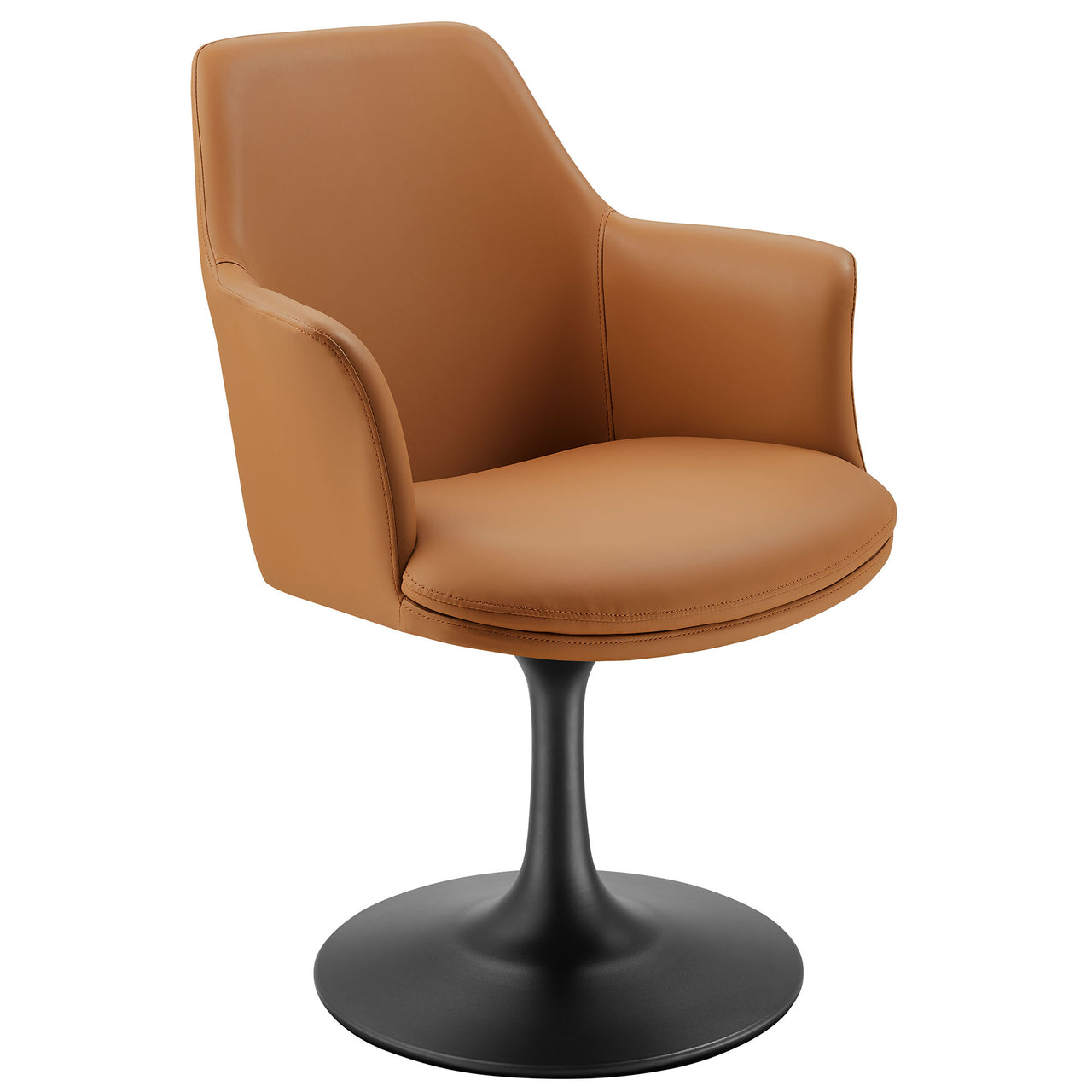 Ensemble Swivel Eco-Leather Armchair, Black & Tan
