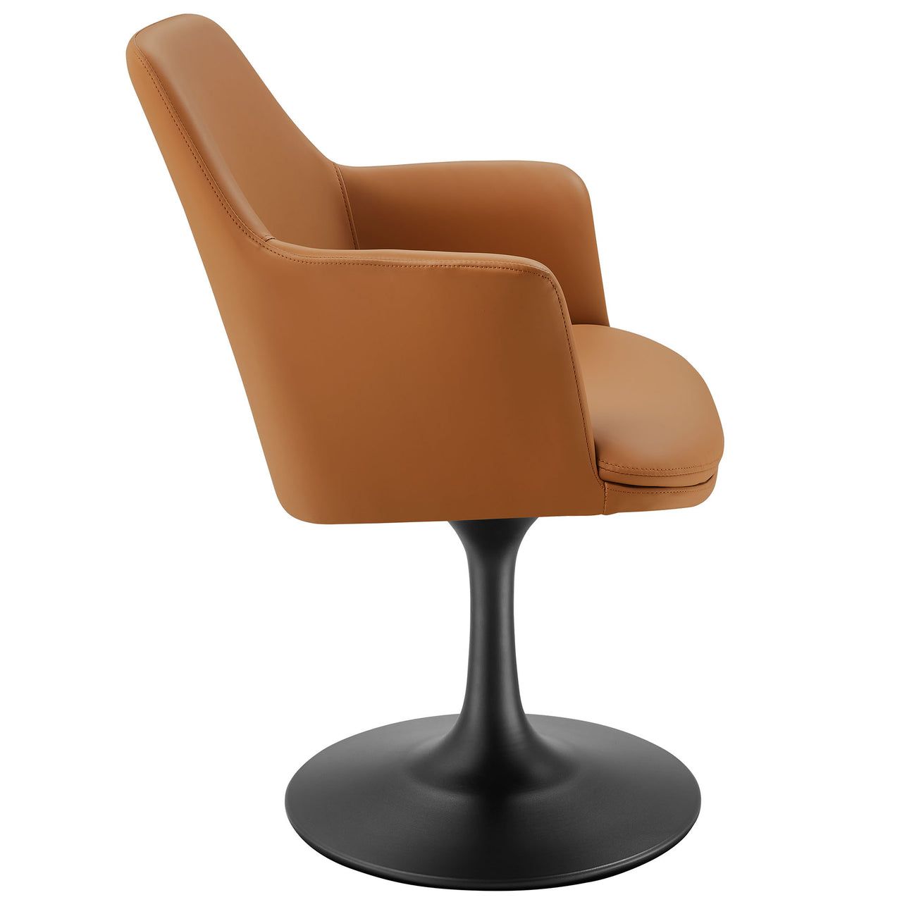 Ensemble Swivel Eco-Leather Armchair, Black & Tan