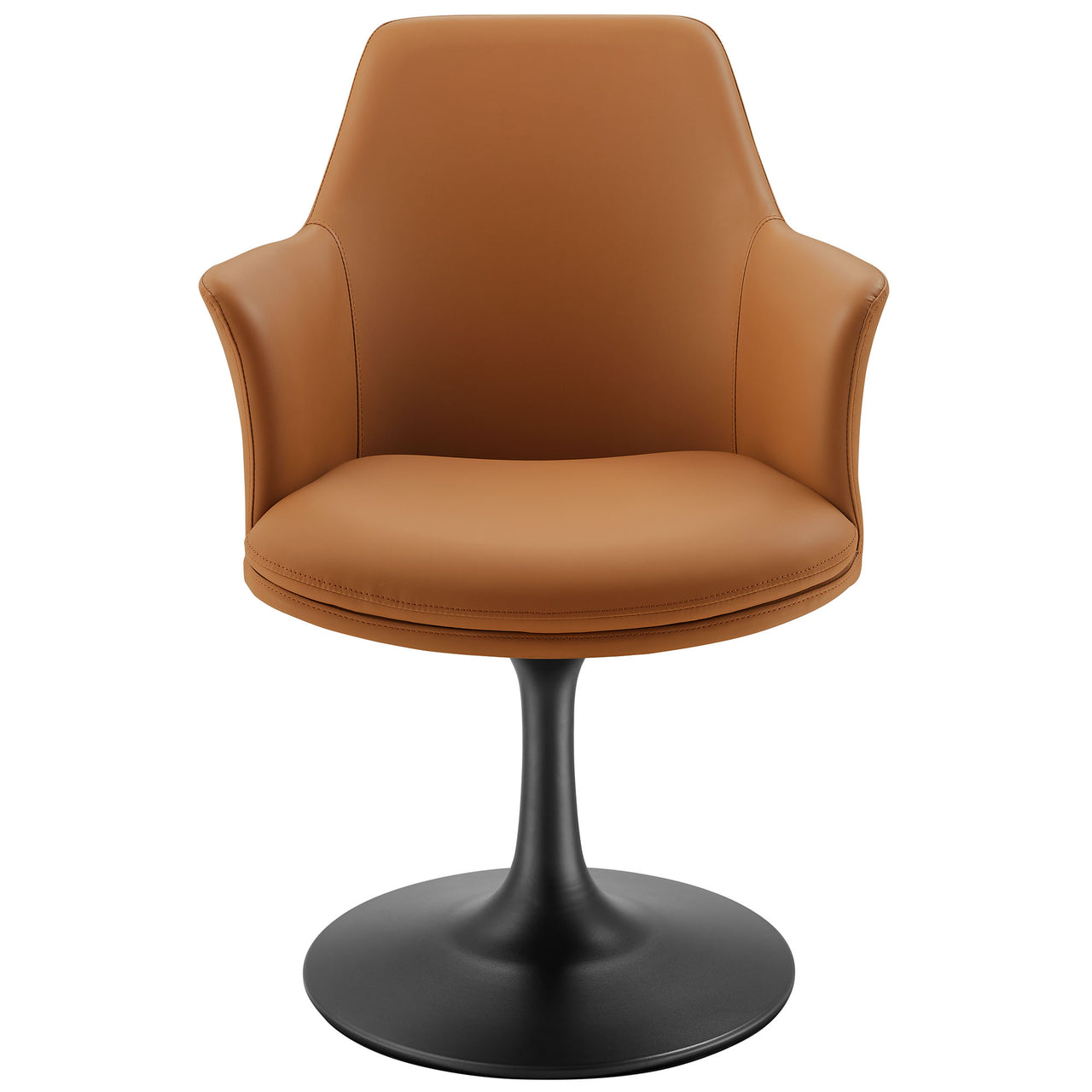 Ensemble Swivel Eco-Leather Armchair, Black & Tan