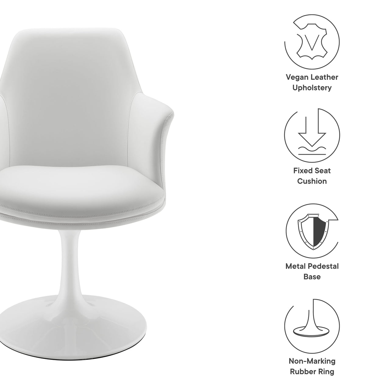 Ensemble Swivel Eco-Leather Armchair, White