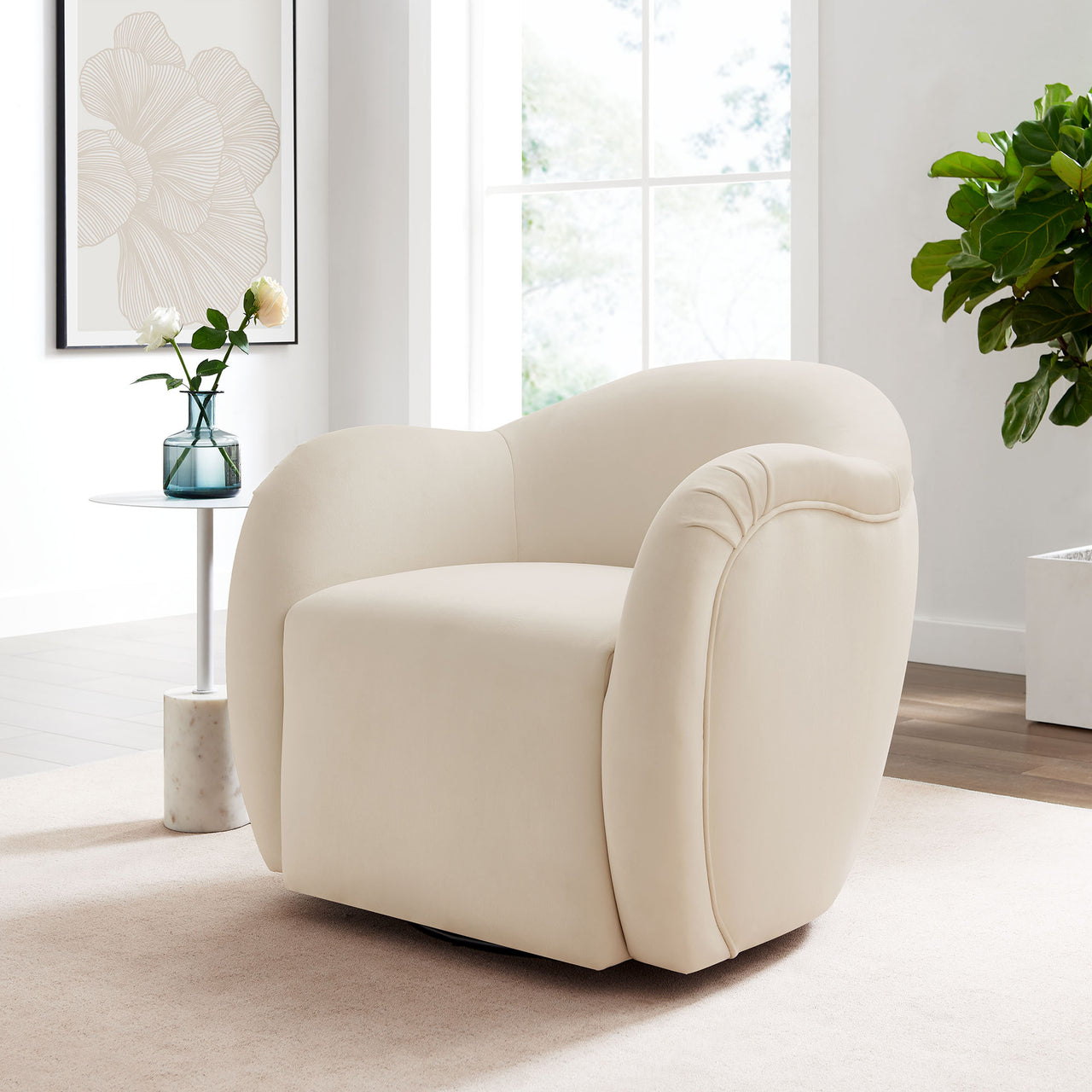 Roux Swivel Lounge Chair, Chalk