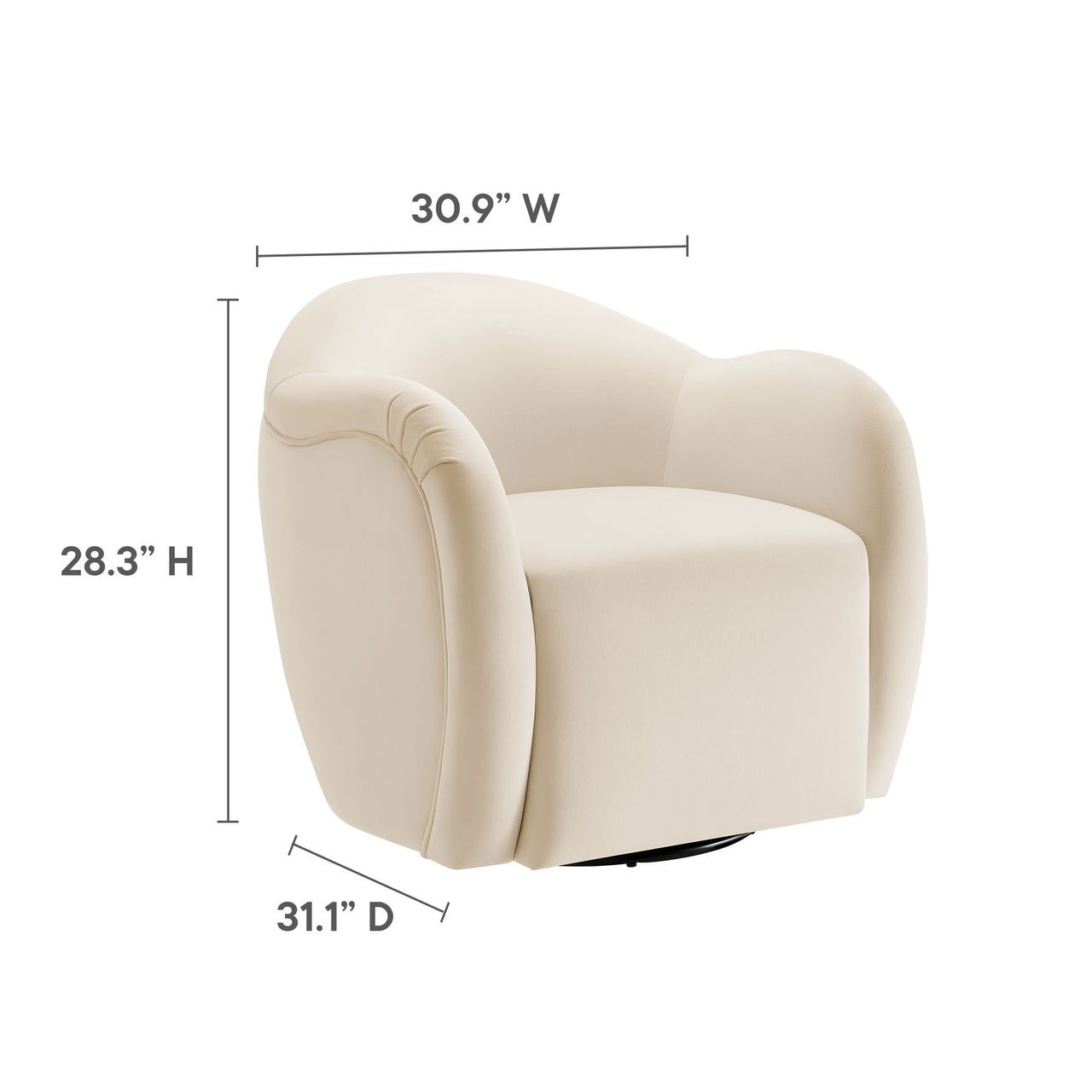 Roux Swivel Lounge Chair, Chalk