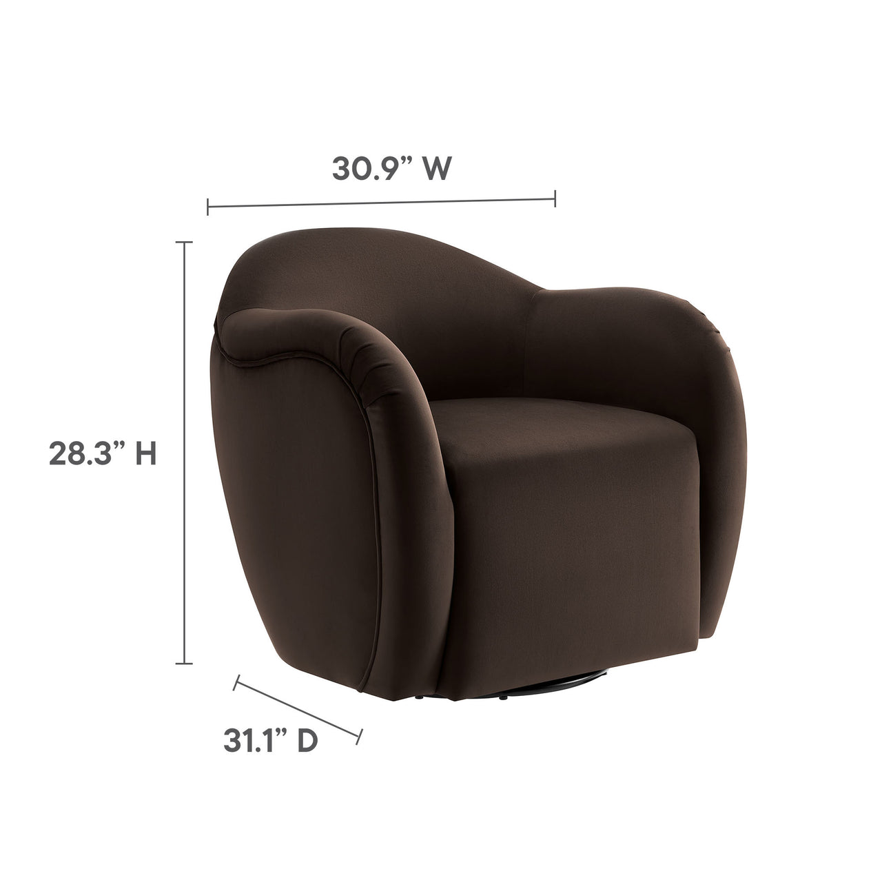 Roux Swivel Lounge Chair, Chocolate Brown