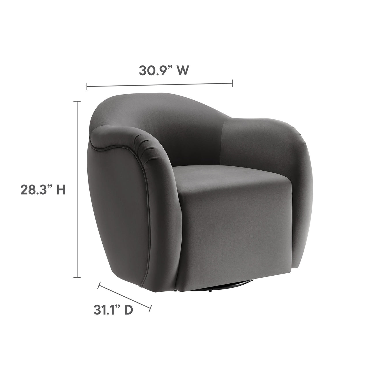Roux Swivel Lounge Chair, Charcoal