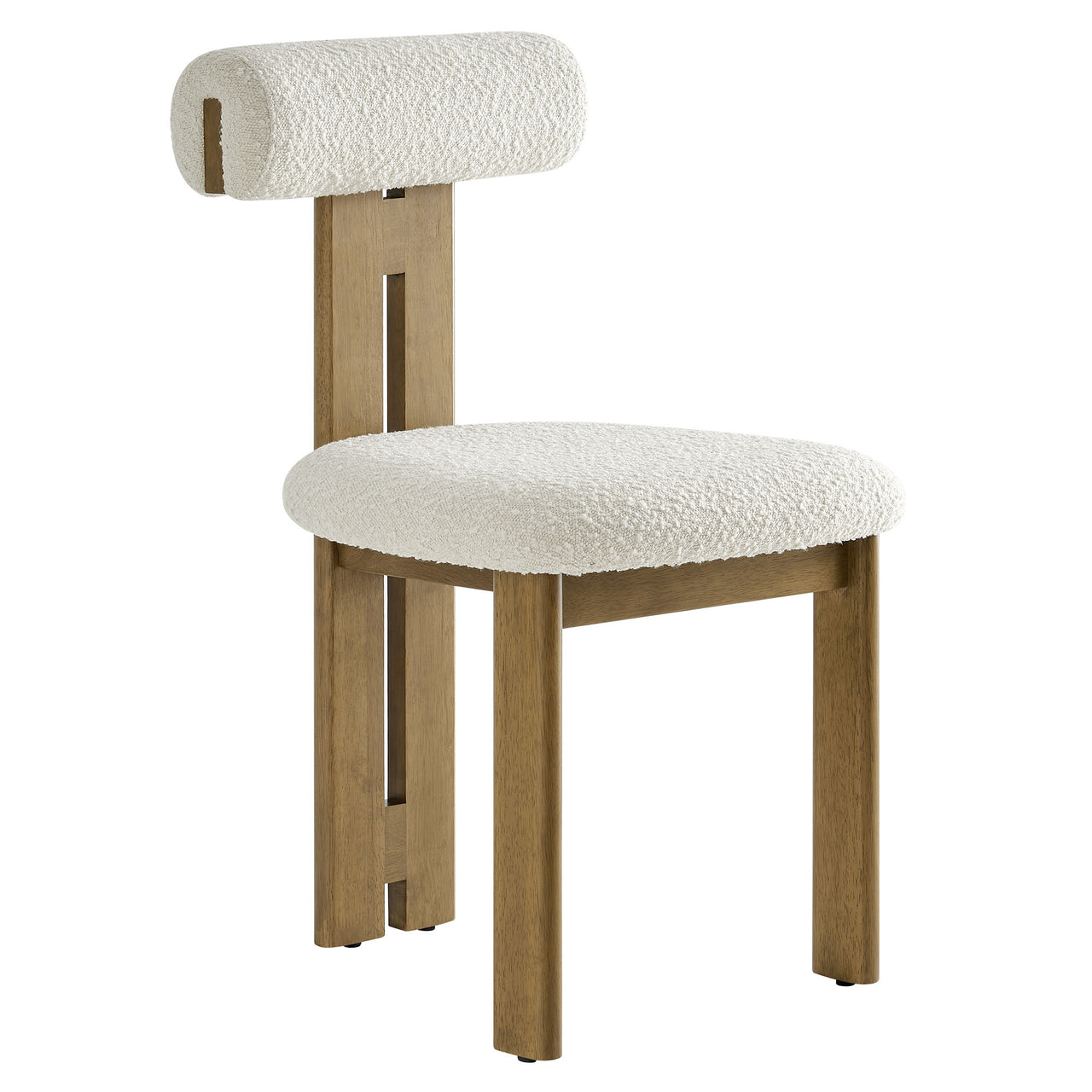 Tolby Boucle Dining Chair Set of 2, Oak & Ivory