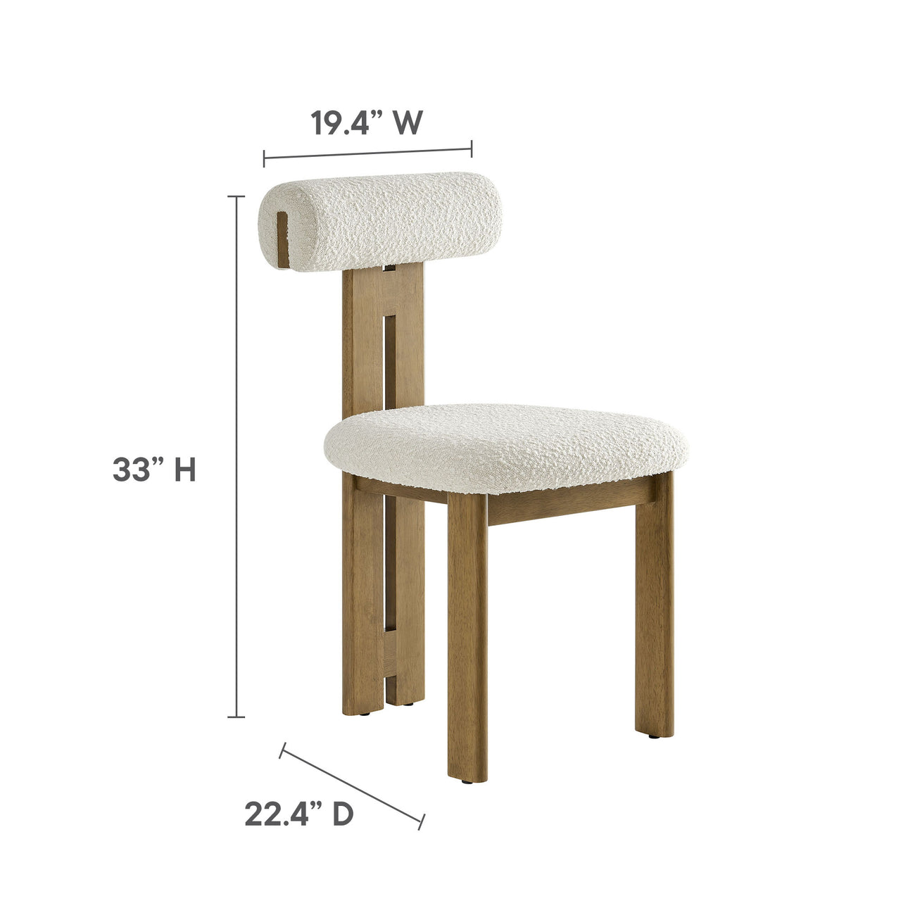 Tolby Boucle Dining Chair Set of 2, Oak & Ivory