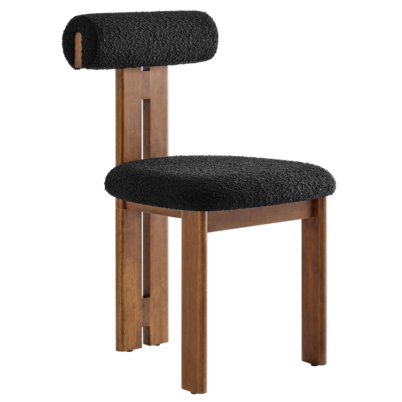 Tolby Boucle Dining Chair Set of 2, Walnut & Black
