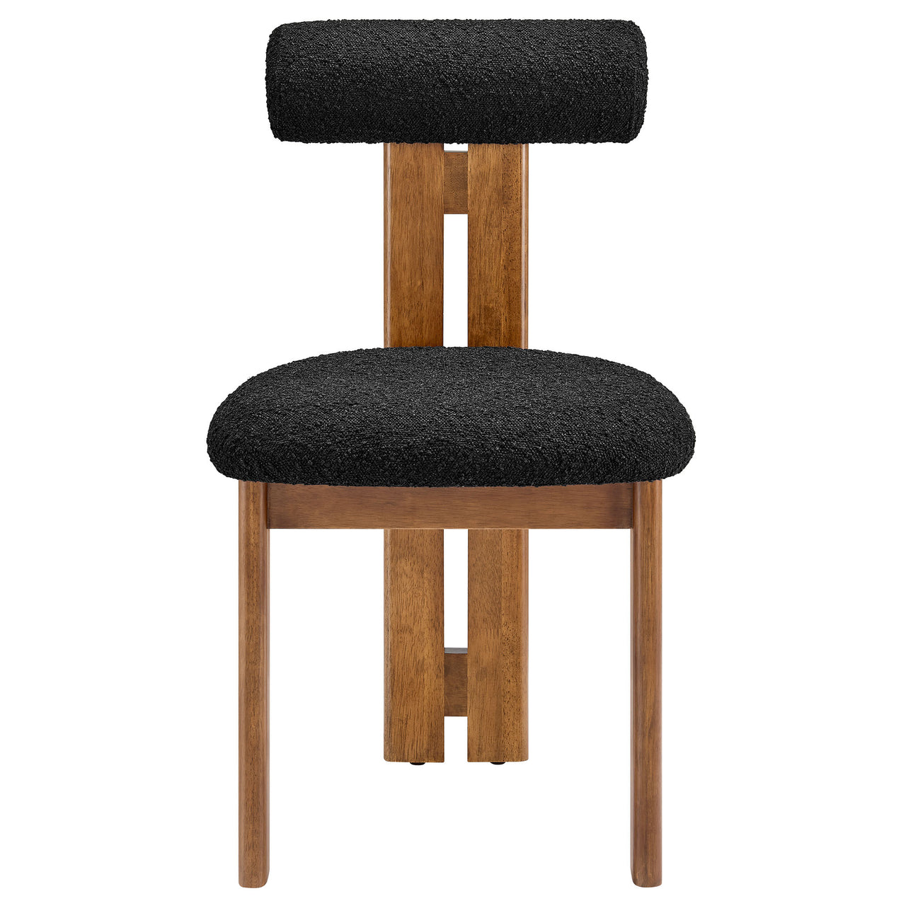 Tolby Boucle Dining Chair Set of 2, Walnut & Black