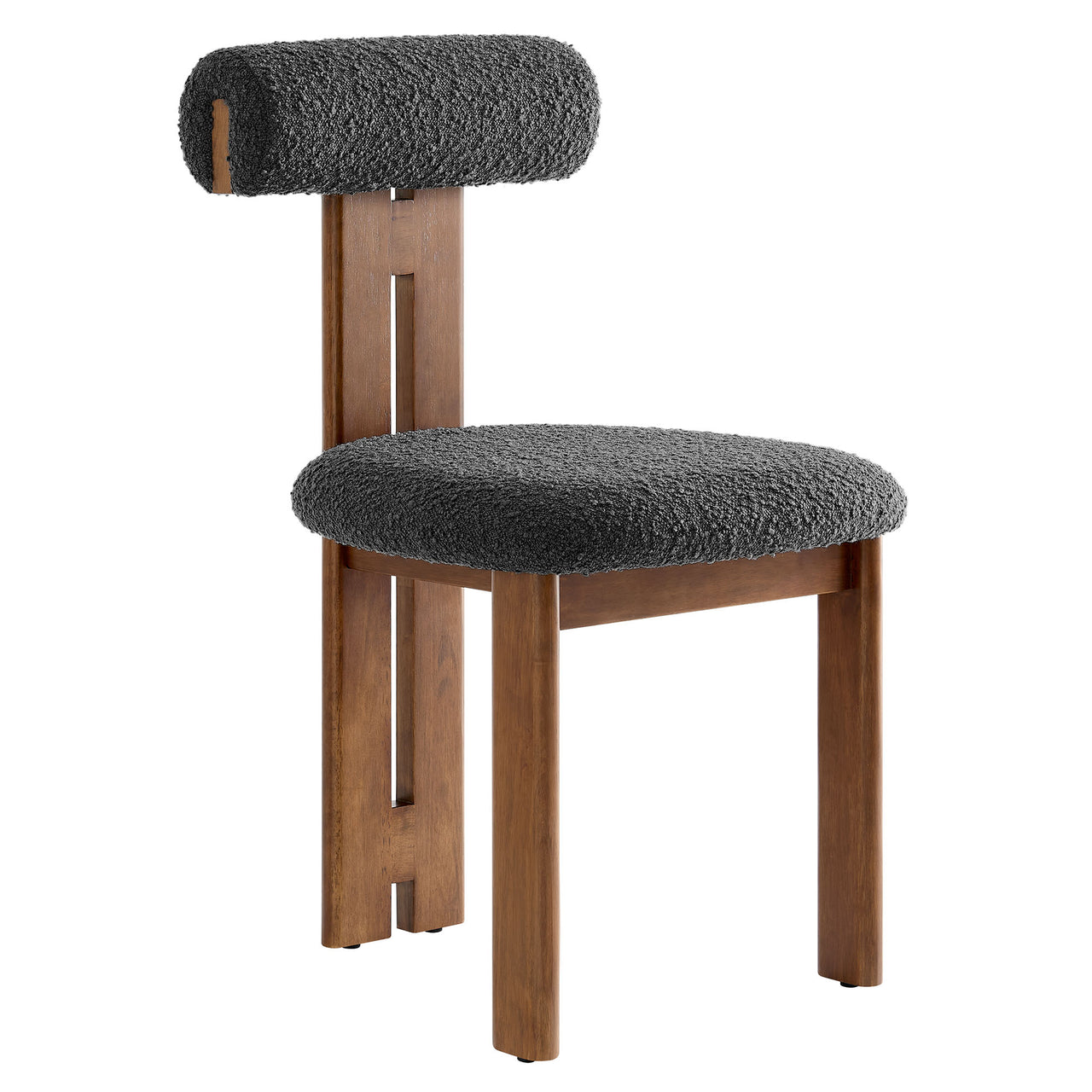 Tolby Boucle Dining Chair Set of 2, Walnut & Charcoal